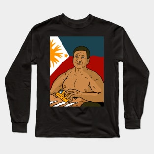 duterte doing coke, a Filipino satirical cartoon. Philippines. Long Sleeve T-Shirt